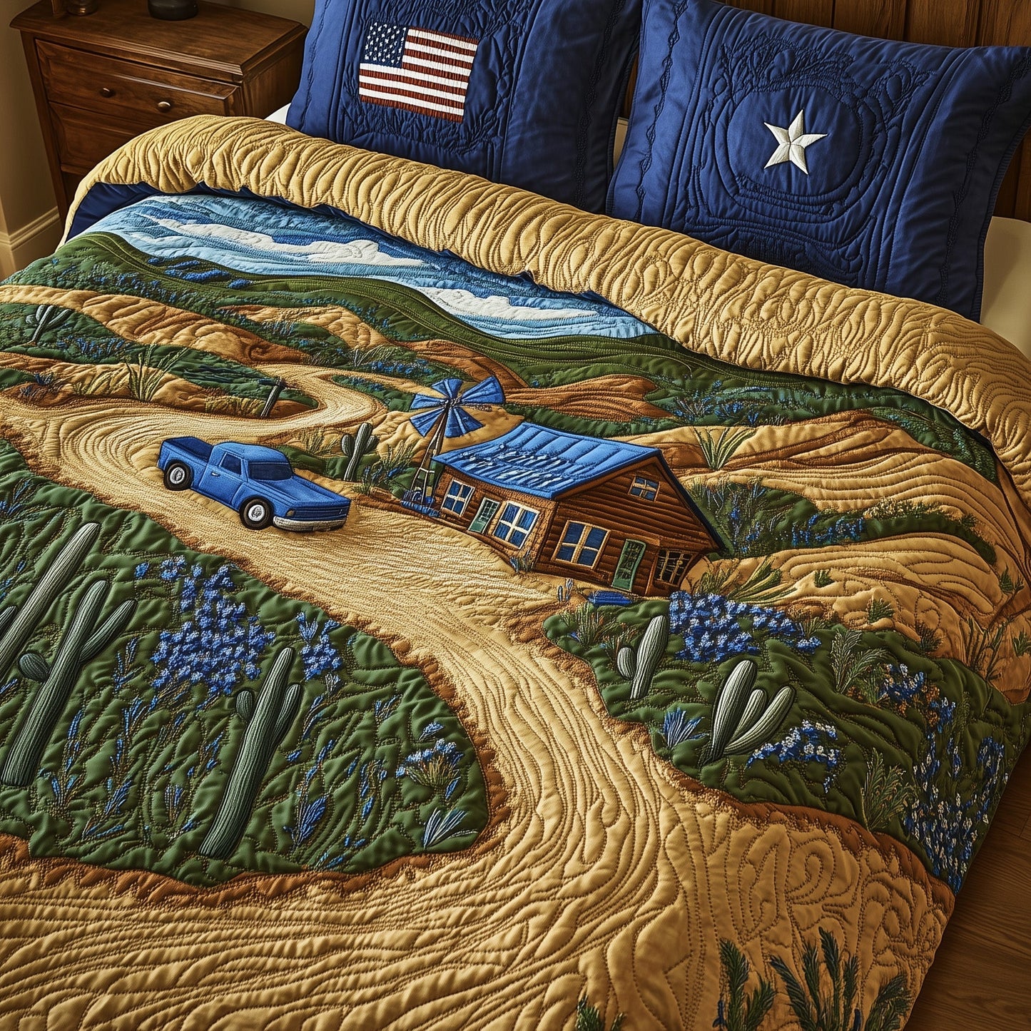 Texas Wild Spirit 3-Piece Quilted Bedding Set GFTOHD7690