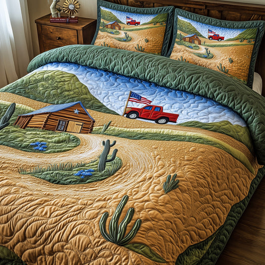 Texas Country Road 3-Piece Quilted Bedding Set GFTOHD7695