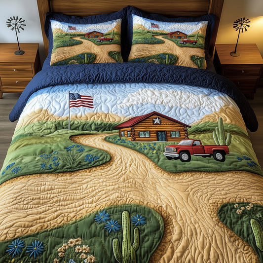 Texas Country Road 3-Piece Quilted Bedding Set GFTOHD7696