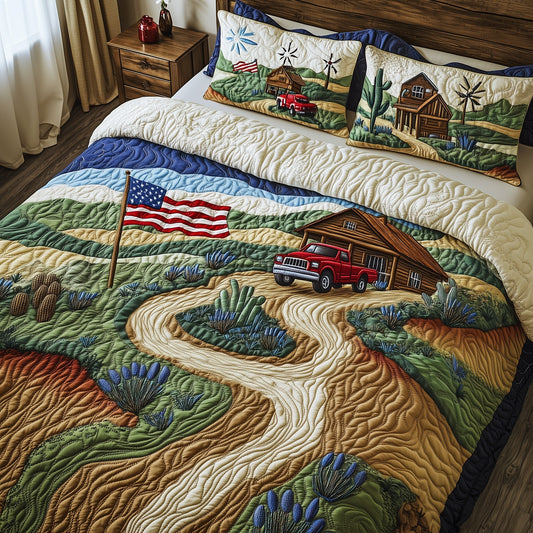 Texas Country Road 3-Piece Quilted Bedding Set GFTOHD7697