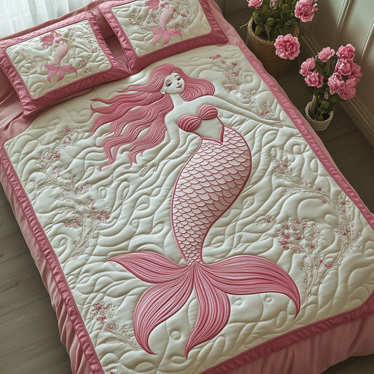 Enchanted Mermaid 3-Piece Quilted Bedding Set GFTOHD7744