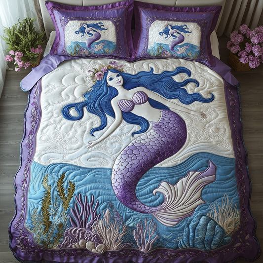 Enchanted Mermaid 3-Piece Quilted Bedding Set GFTOHD7748