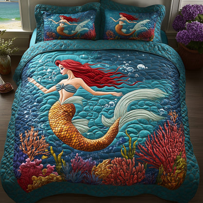 Enchanted Mermaid 3-Piece Quilted Bedding Set GFTOHD7750