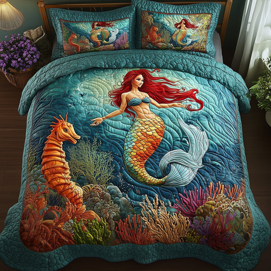 Enchanted Mermaid 3-Piece Quilted Bedding Set GFTOHD7751