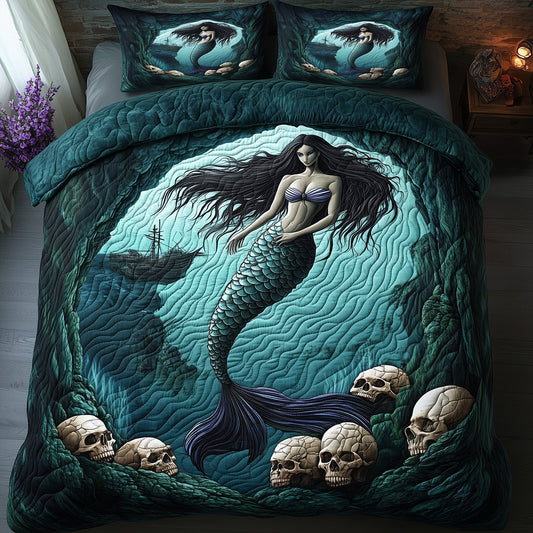 Mystic Mermaid Cove 3-Piece Quilted Bedding Set GFTOHD7752