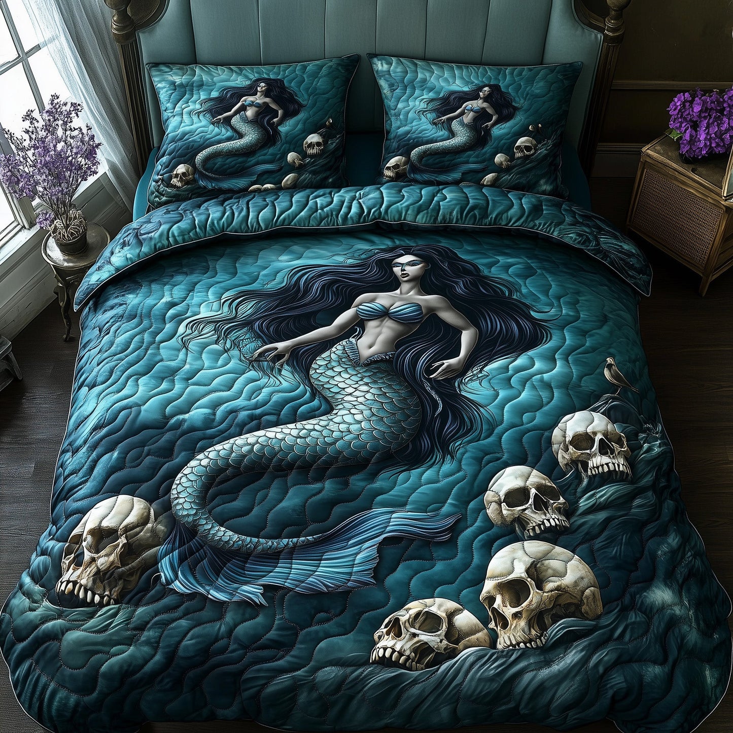Mermaid of Shadows 3-Piece Quilted Bedding Set GFTOHD7753
