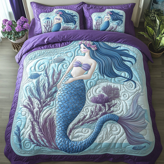 Enchanted Mermaid 3-Piece Quilted Bedding Set GFTOHD7754