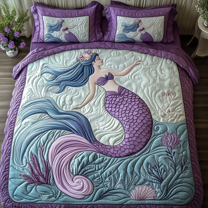 Enchanted Mermaid 3-Piece Quilted Bedding Set GFTOHD7755