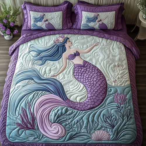 Enchanted Mermaid 3-Piece Quilted Bedding Set GFTOHD7755