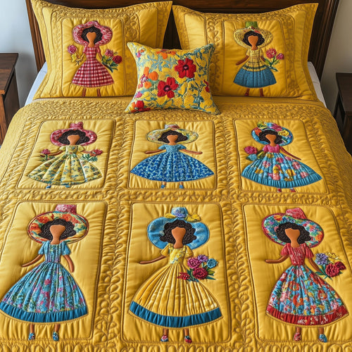 SunBonnet Sue 3-Piece Quilted Bedding Set GFTOHD7776