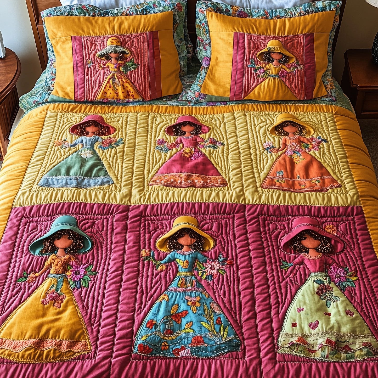 SunBonnet Sue 3-Piece Quilted Bedding Set GFTOHD7779