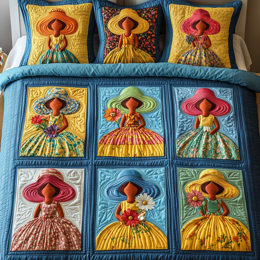 SunBonnet Sue 3-Piece Quilted Bedding Set GFTOHD7781