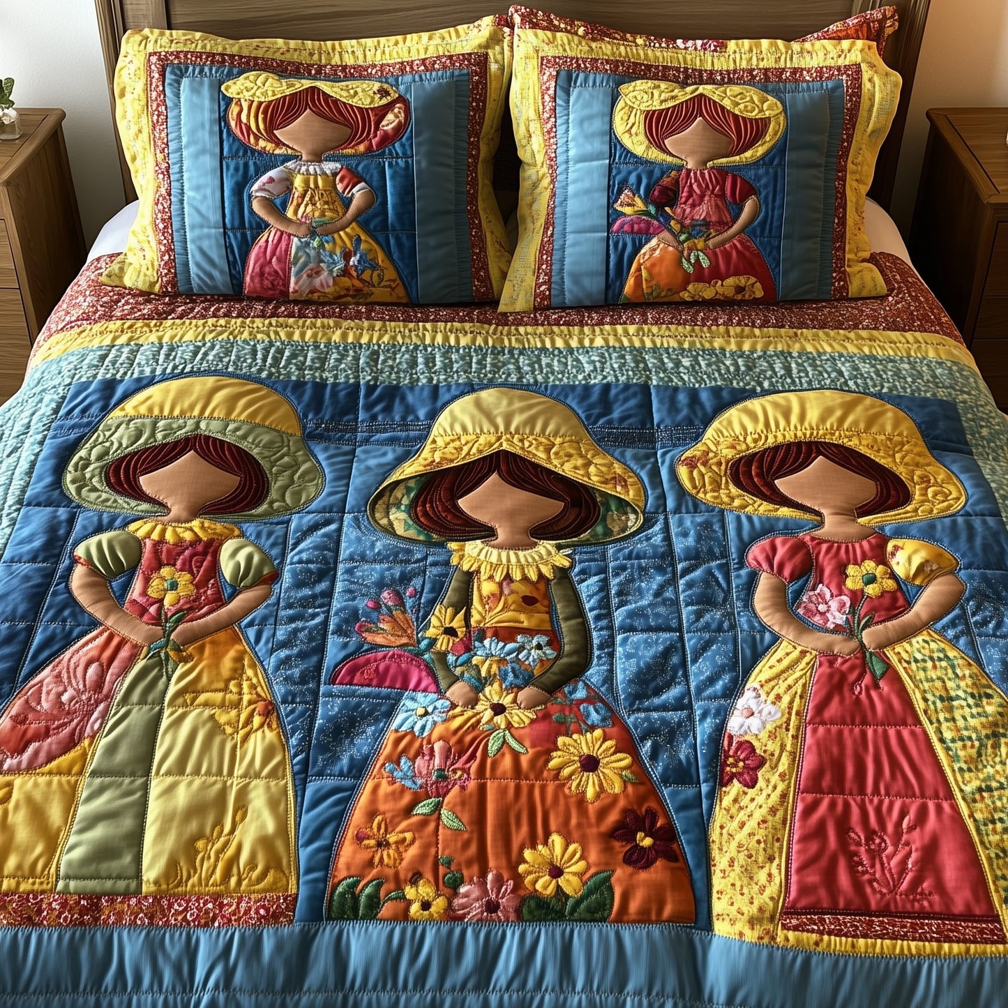 SunBonnet Sue 3-Piece Quilted Bedding Set GFTOHD7782