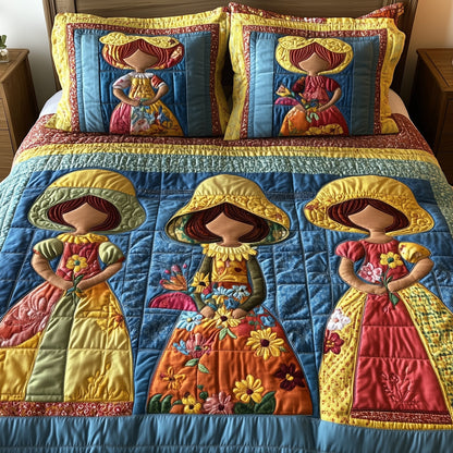 SunBonnet Sue 3-Piece Quilted Bedding Set GFTOHD7782