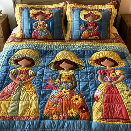 SunBonnet Sue 3-Piece Quilted Bedding Set GFTOHD7782
