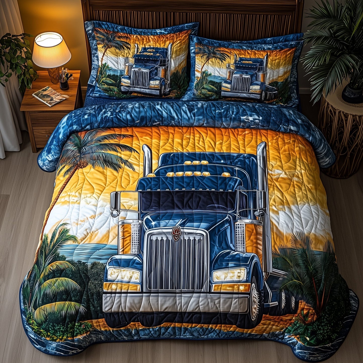 Tropical Truck Power 3-Piece Quilted Bedding Set GFTOHD7790