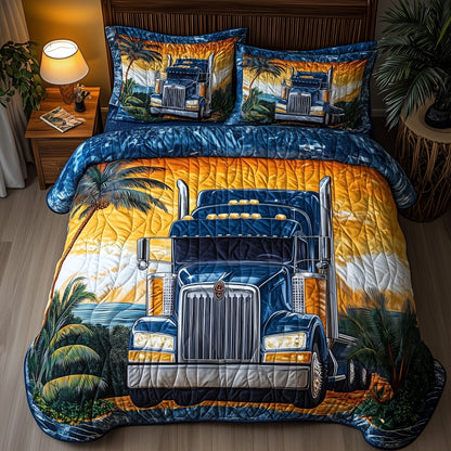 Tropical Truck Power 3-Piece Quilted Bedding Set GFTOHD7790