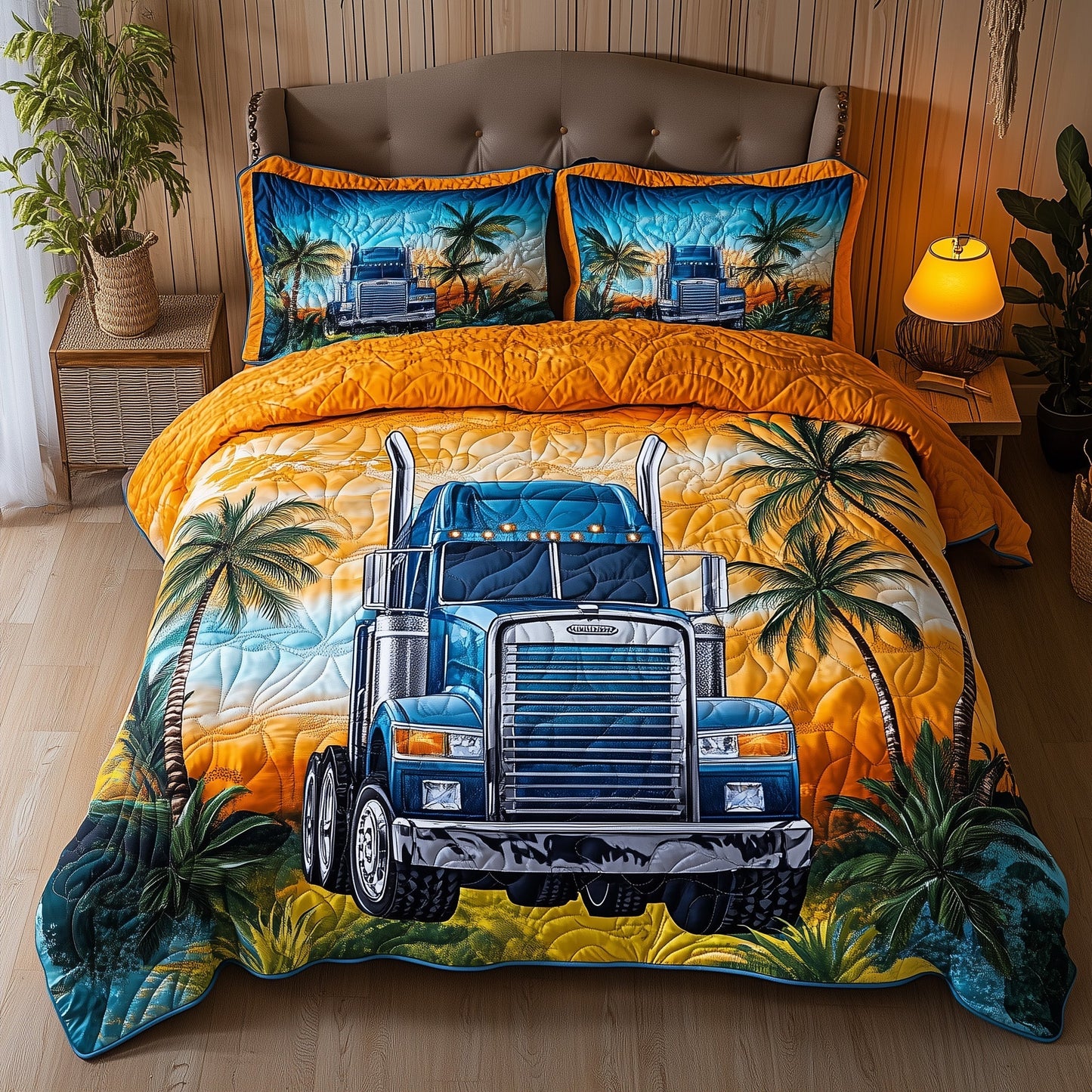Tropical Truck Power 3-Piece Quilted Bedding Set GFTOHD7792