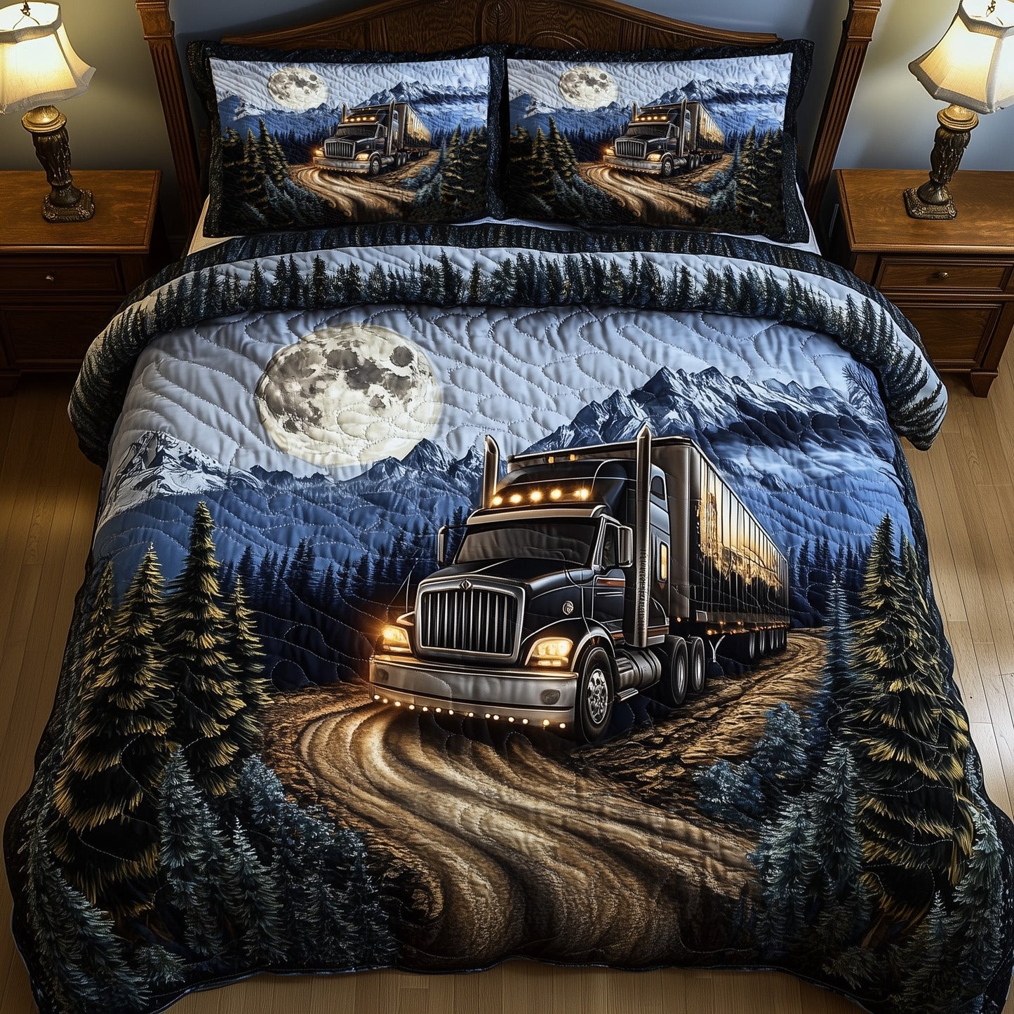 Silent Highway Giant 3-Piece Quilted Bedding Set GFTOHD7801