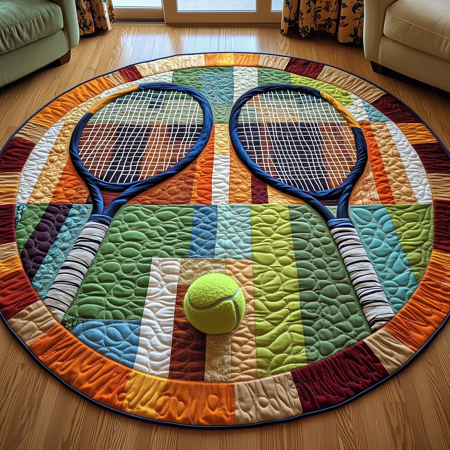 Tennis Time Quilted Round Mat GFTOHD7840