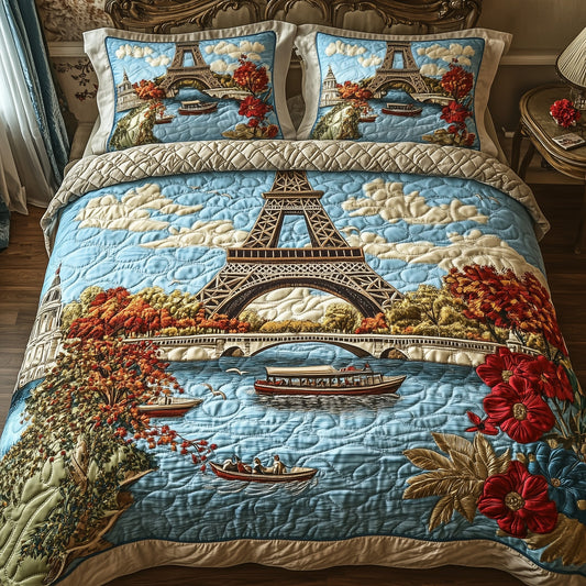 Golden Paris Glow 3-Piece Quilted Bedding Set GFTOHD7857