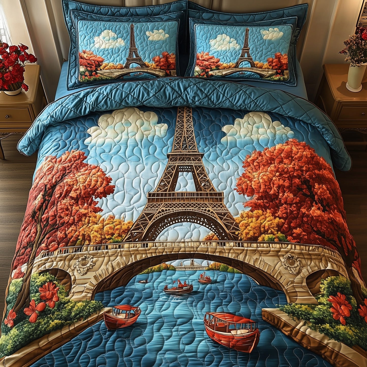 Autumn in Paris 3-Piece Quilted Bedding Set GFTOHD7858