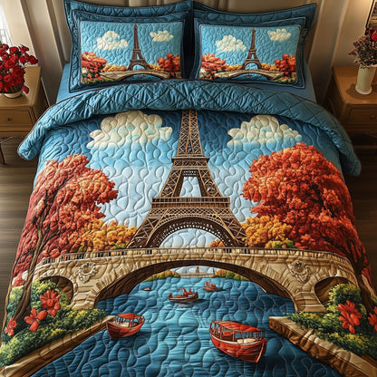 Autumn in Paris 3-Piece Quilted Bedding Set GFTOHD7858