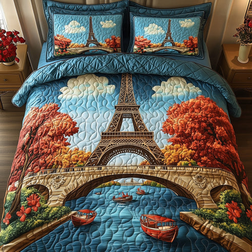Autumn in Paris 3-Piece Quilted Bedding Set GFTOHD7858