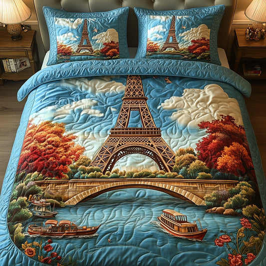 Bridge to the Eiffel 3-Piece Quilted Bedding Set GFTOHD7859