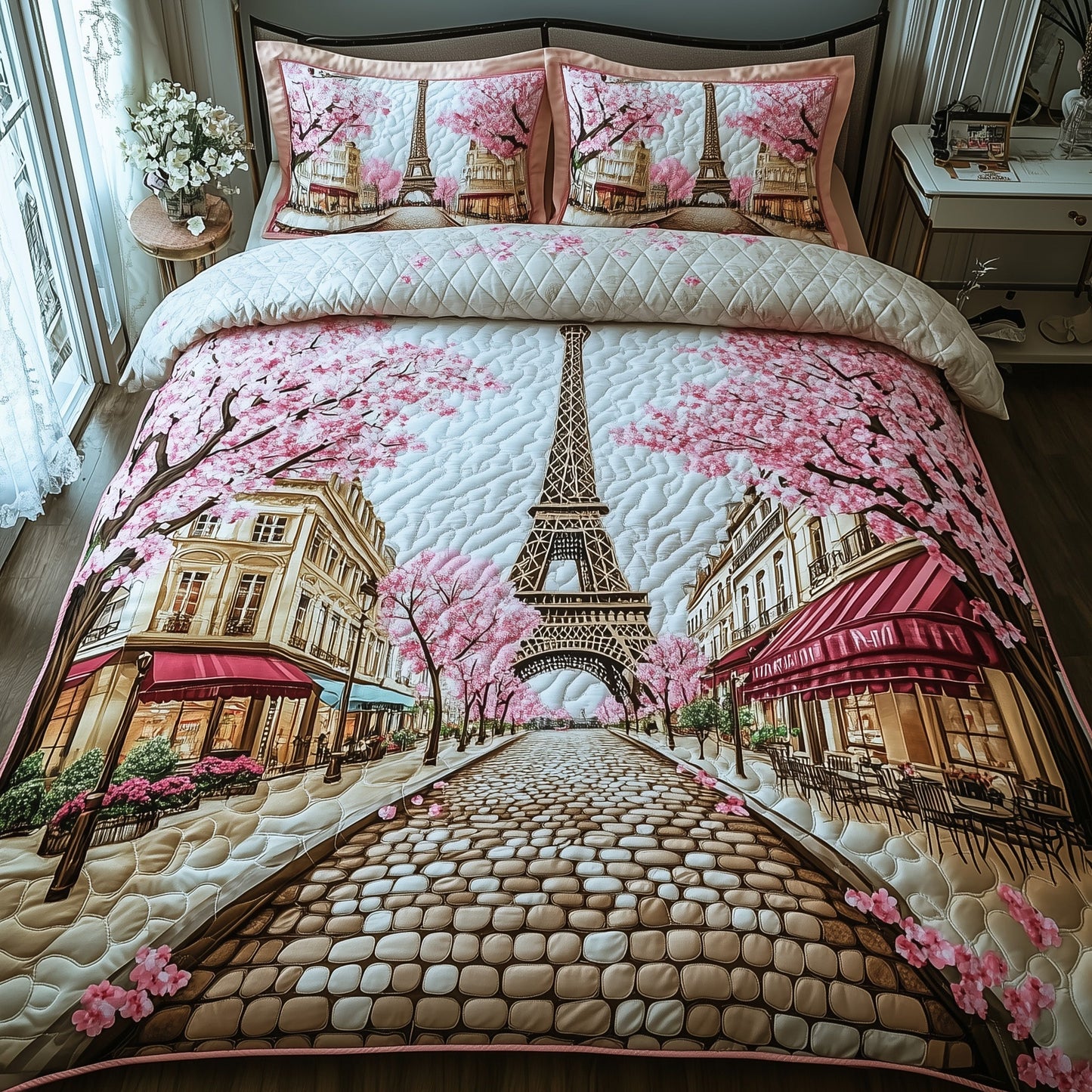 Romance in Paris 3-Piece Quilted Bedding Set GFTOHD7862