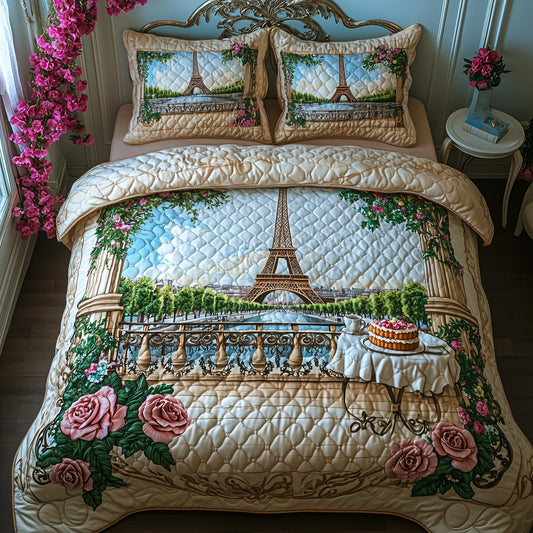 Paris Bloom Balcony 3-Piece Quilted Bedding Set GFTOHD7864