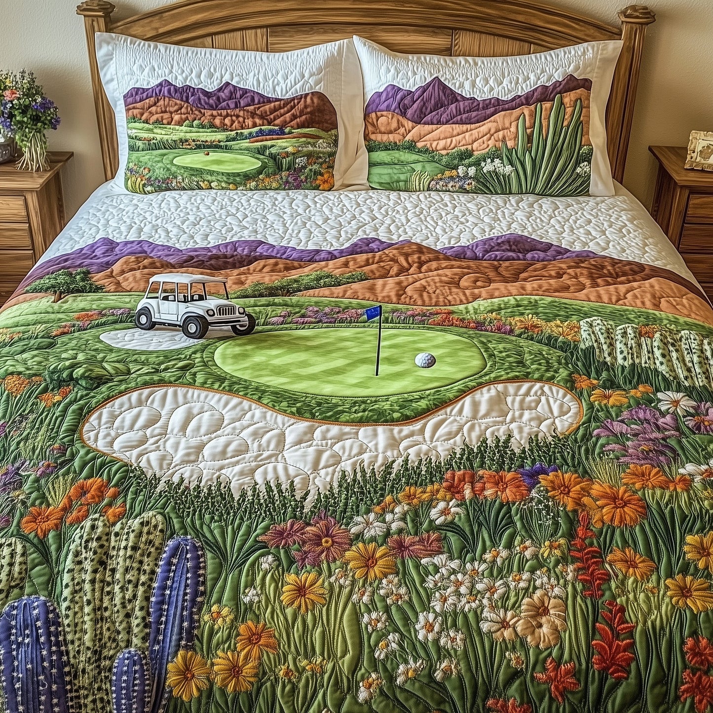 Southwest Golf Dreams 3-Piece Quilted Bedding Set GFTOHD7909