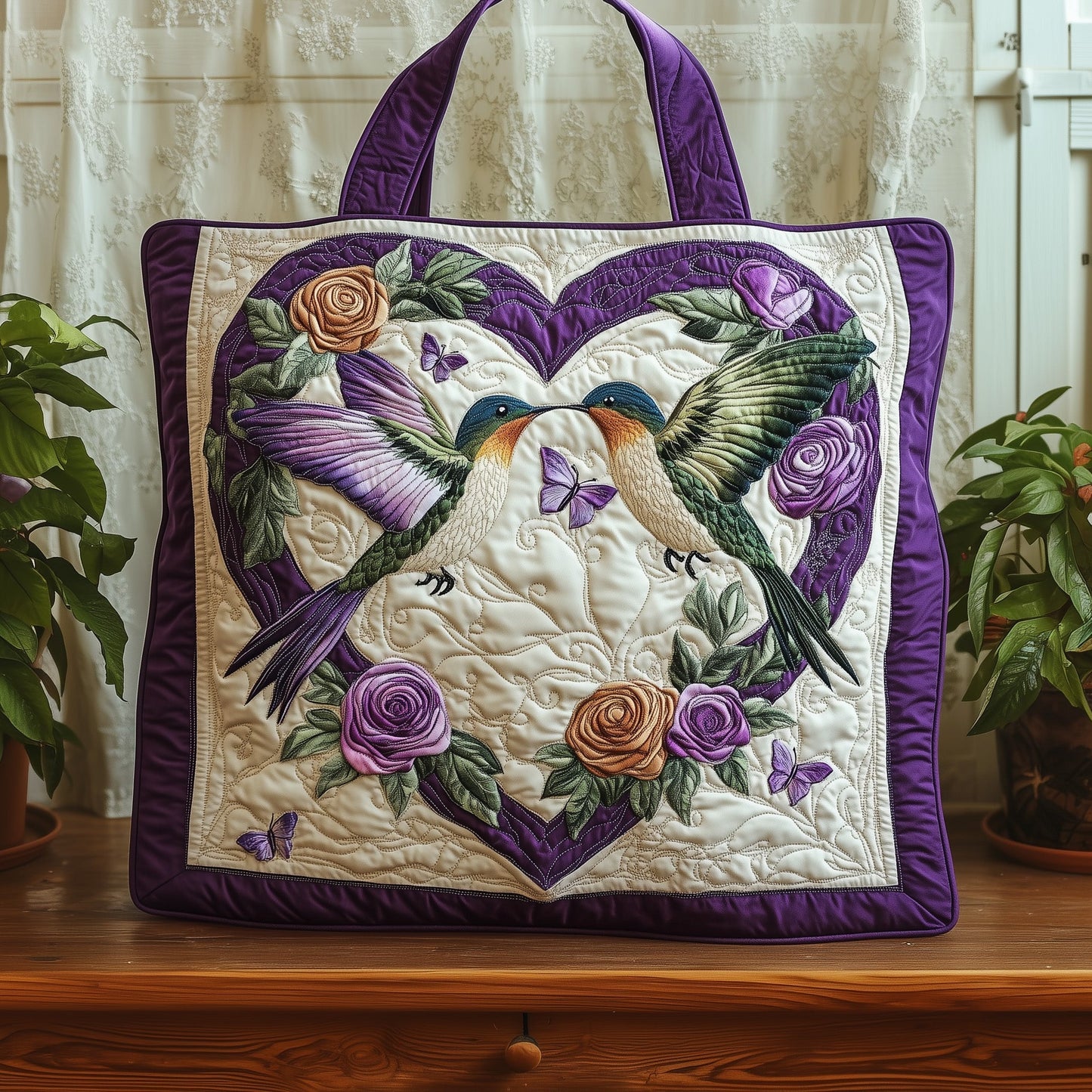 Elegance Hummingbird Quilted Tote Bag GFTOHD7917