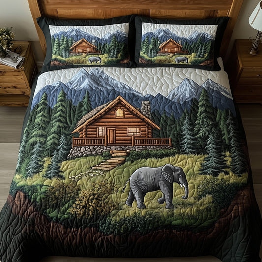 Woodland Elephant Dreams 3-Piece Quilted Bedding Set GFTOHD7939