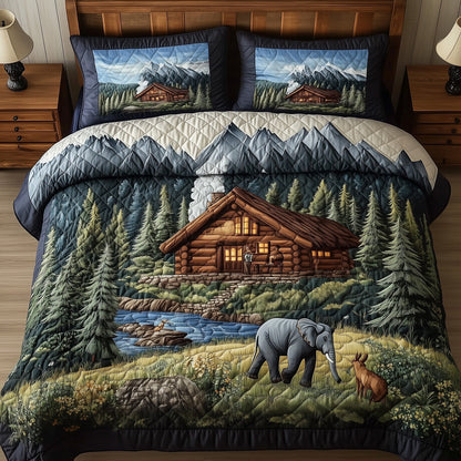 Woodland Elephant Dreams 3-Piece Quilted Bedding Set GFTOHD7940