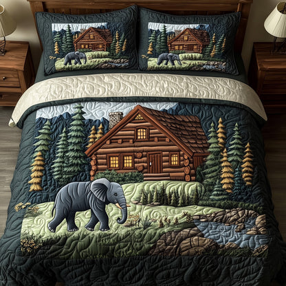 Woodland Elephant Dreams 3-Piece Quilted Bedding Set GFTOHD7941