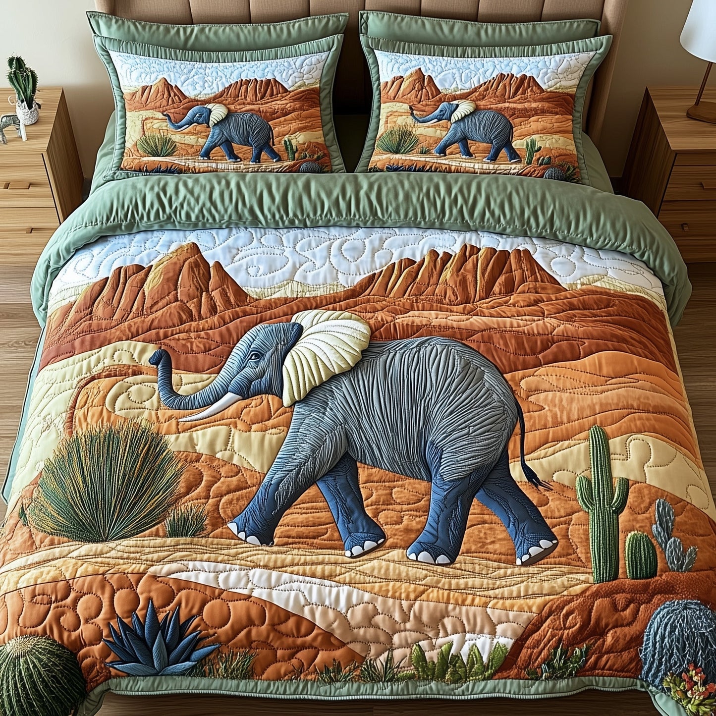Wild West Elephant 3-Piece Quilted Bedding Set GFTOHD7942