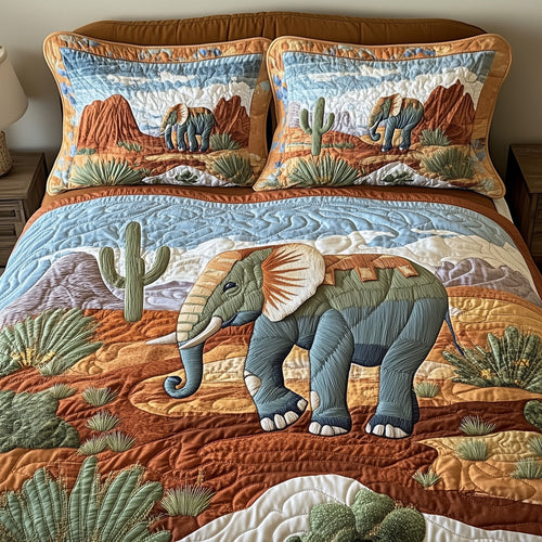 Wild West Elephant 3-Piece Quilted Bedding Set GFTOHD7943