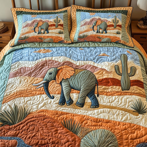 Wild West Elephant 3-Piece Quilted Bedding Set GFTOHD7944