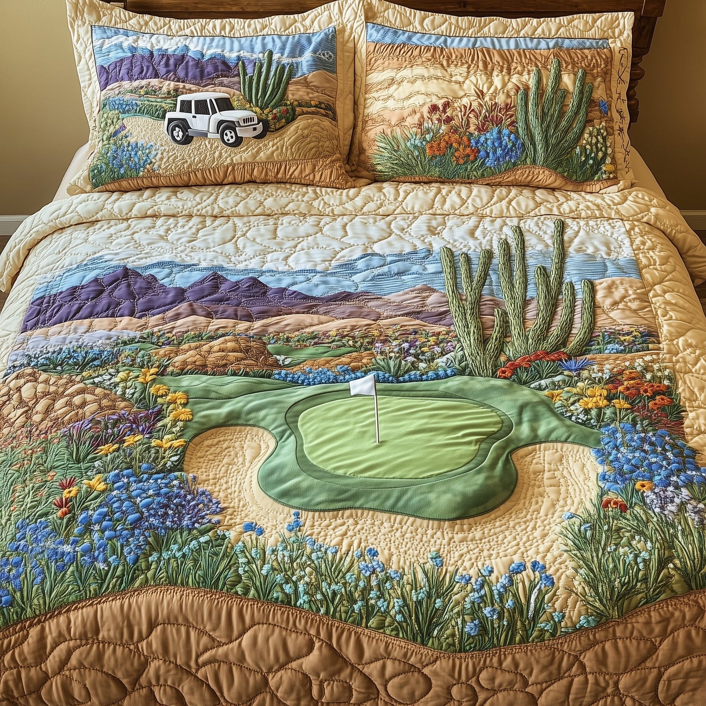 Southwest Golf Dreams 3-Piece Quilted Bedding Set GFTOHD7947