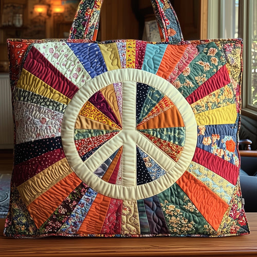 Hippie Peace Sign Quilted Tote Bag GFTOHD7953