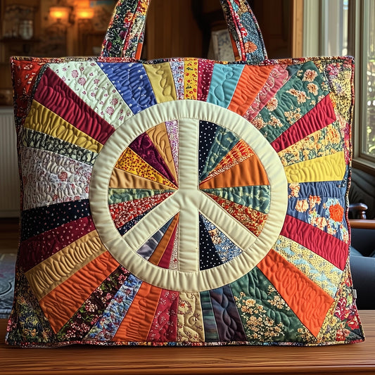 Hippie Peace Sign Quilted Tote Bag GFTOHD7953