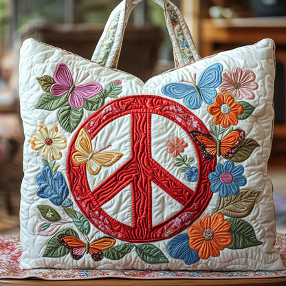 Hippie Peace Sign Quilted Tote Bag GFTOHD7956