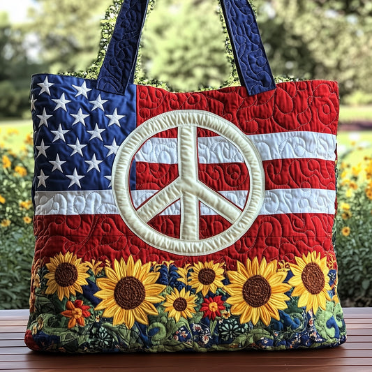 Patriotic Peace Quilted Tote Bag GFTOHD7957