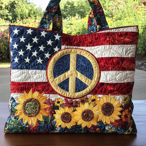 Patriotic Peace Quilted Tote Bag GFTOHD7958