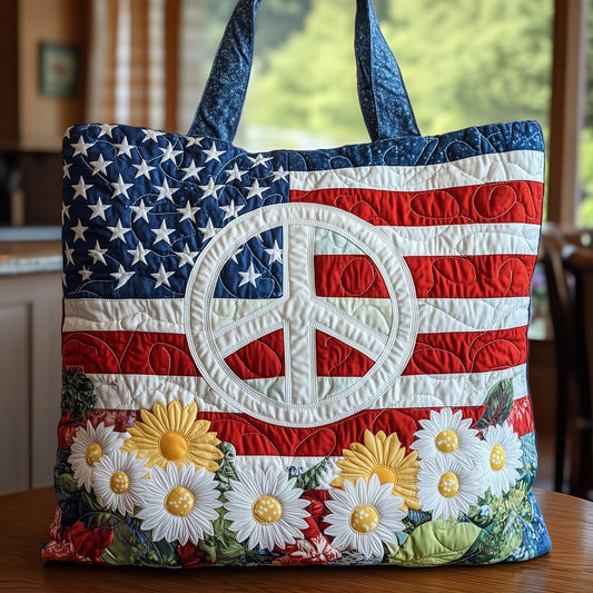 Patriotic Peace Quilted Tote Bag GFTOHD7959