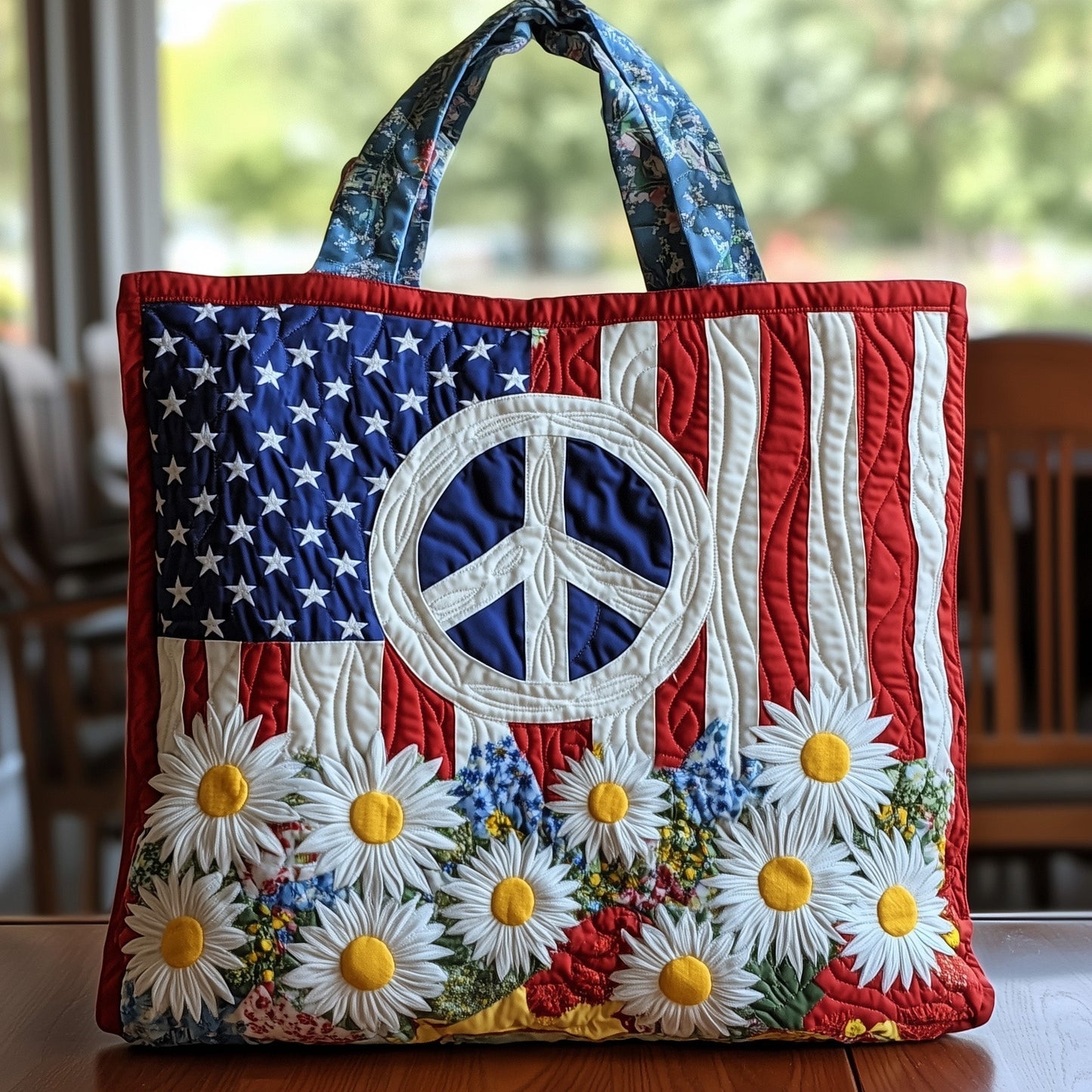 Patriotic Peace Quilted Tote Bag GFTOHD7960