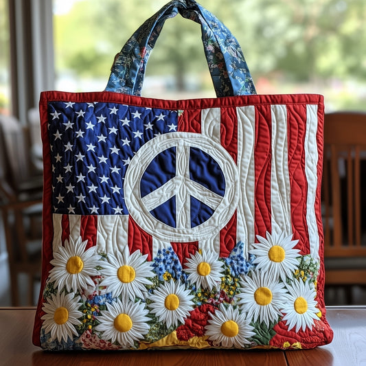 Patriotic Peace Quilted Tote Bag GFTOHD7960