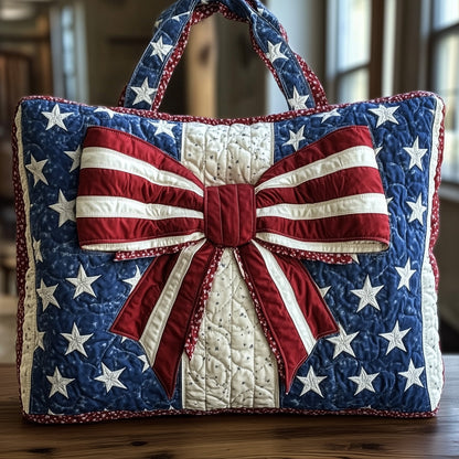 Patriotic Flower Quilted Tote Bag