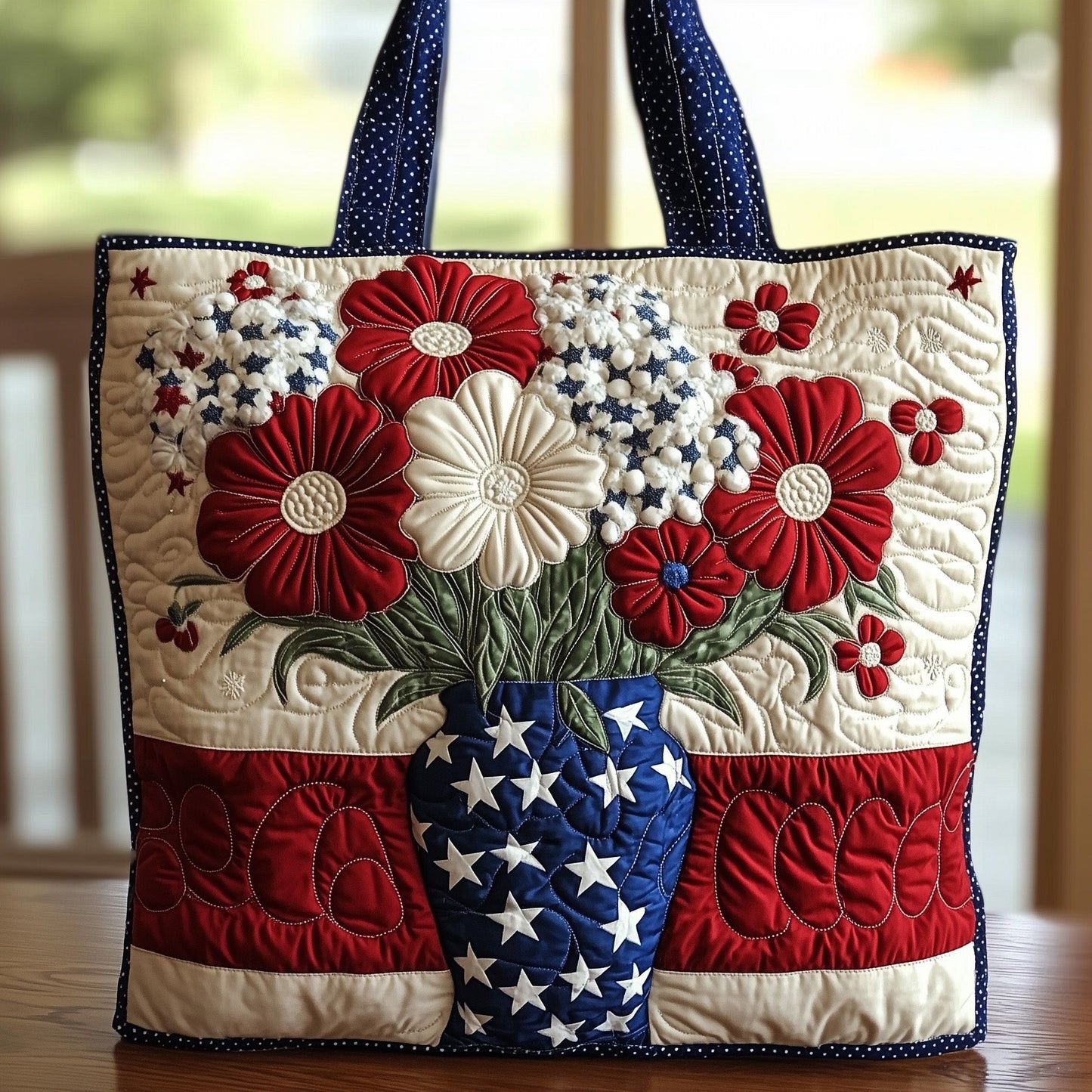 Patriotic Petals Quilted Tote Bag GFTOHD8005